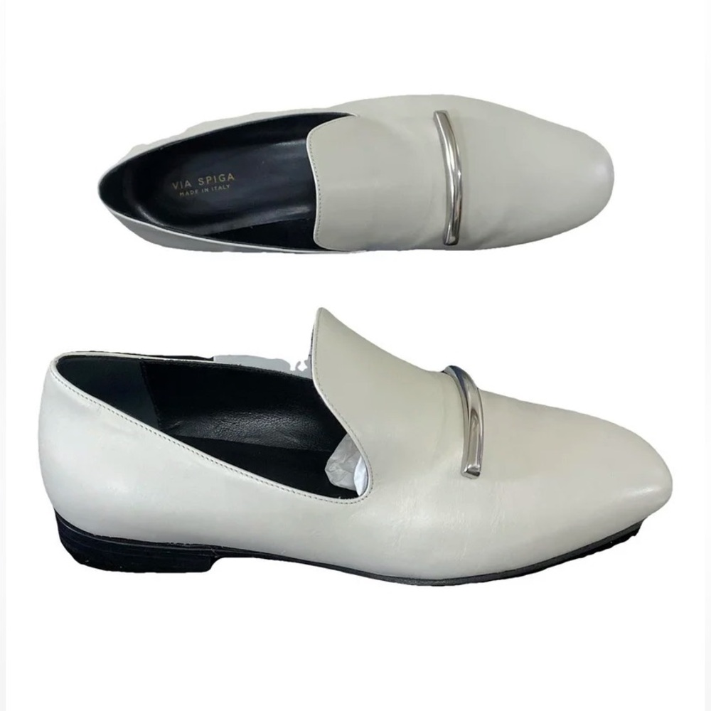 Via Spiga Tallis Bone ivory leather laofers